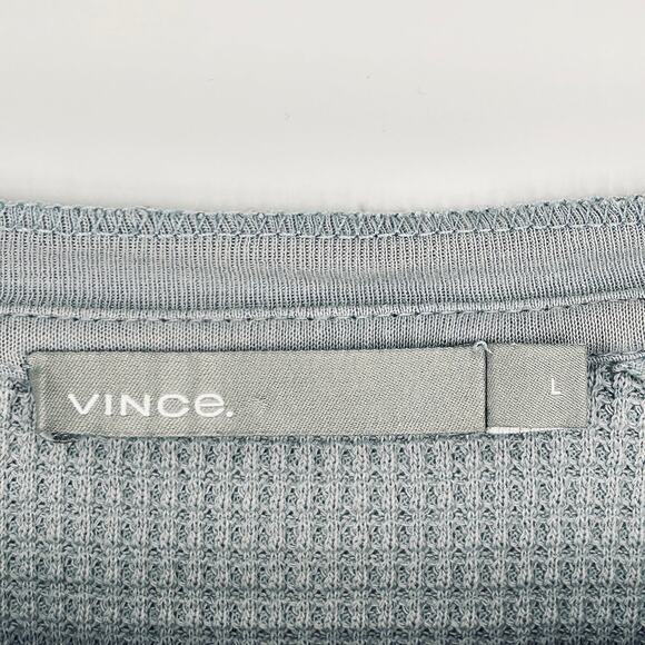 Vince Thermal Waffle Henley Crew Long Sleeve Shirt Blue Men’s Large - Picture 7 of 10